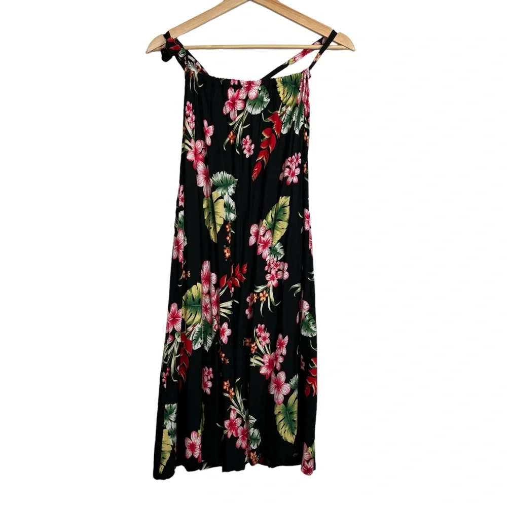Black Pink Halter Top Floral Tunic Size 3XL Women